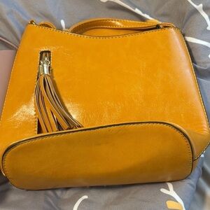Mustard Yellow Crossbody Bag with Tassel